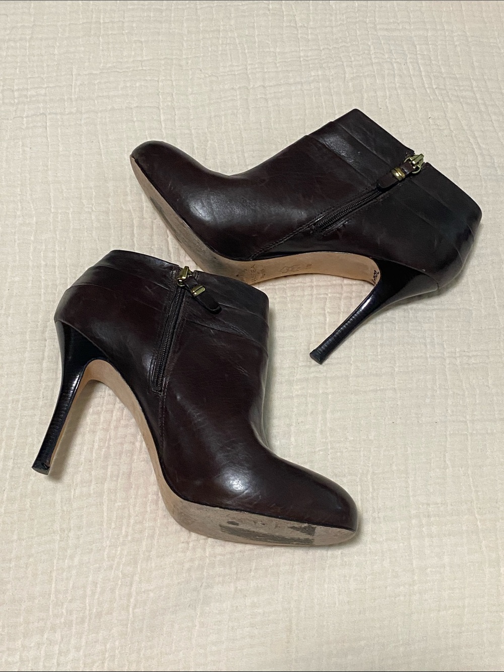 VIA SPIGA Women’s Brown Leather High-Heel Ankle Boots Size 7.5M